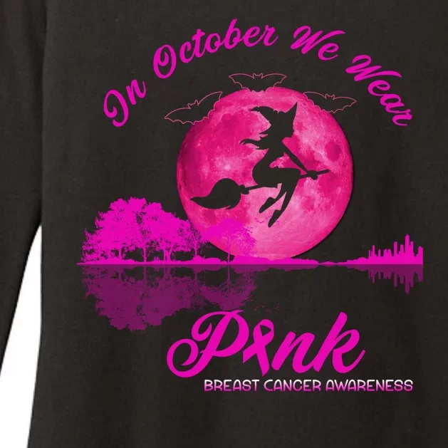 Guitar Lake In October We Wear Pink Breast Cancer Halloween Womens CVC Long Sleeve Shirt