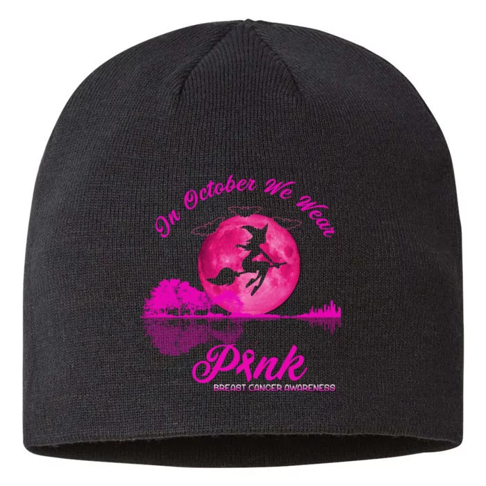 Guitar Lake In October We Wear Pink Breast Cancer Halloween 8 1/2in Sustainable Knit Beanie