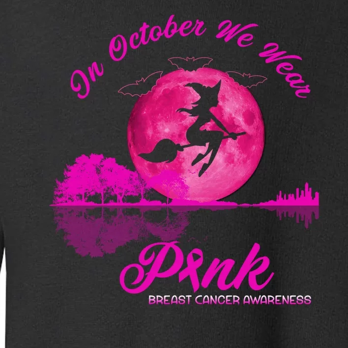 Guitar Lake In October We Wear Pink Breast Cancer Halloween Toddler Sweatshirt