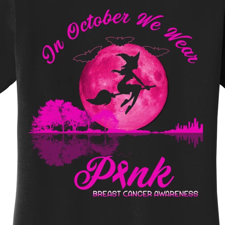 Guitar Lake In October We Wear Pink Breast Cancer Halloween Women's T-Shirt