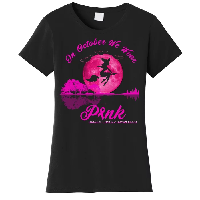 Guitar Lake In October We Wear Pink Breast Cancer Halloween Women's T-Shirt