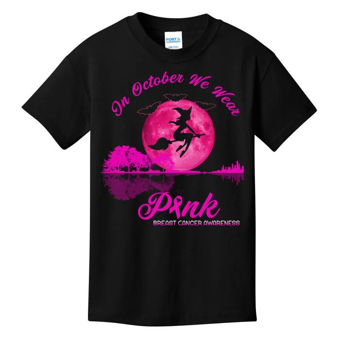 Guitar Lake In October We Wear Pink Breast Cancer Halloween Kids T-Shirt