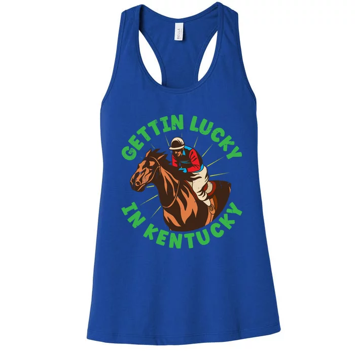 Getting Lucky In Kentucky Horse Racing Vintage Derby Gift Women's Racerback Tank