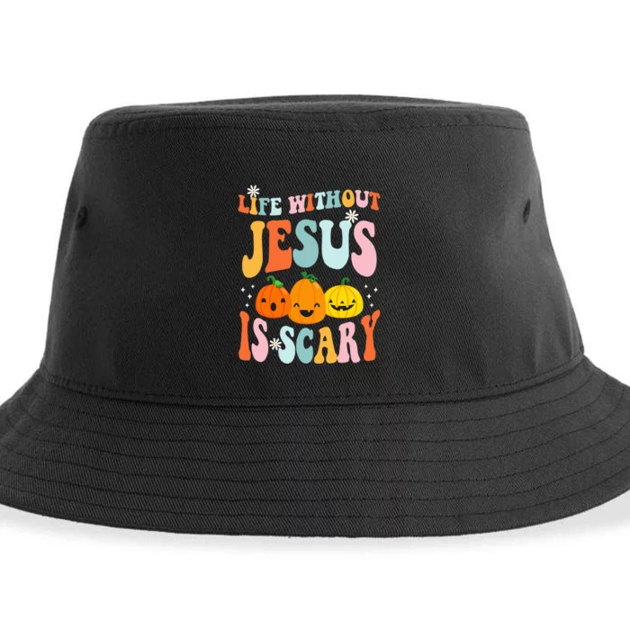 groovy Life is Scary Without Jesus Halloween Sustainable Bucket Hat