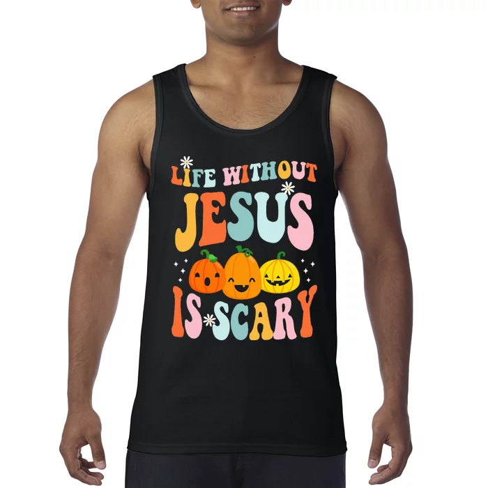 groovy Life is Scary Without Jesus Halloween Tank Top