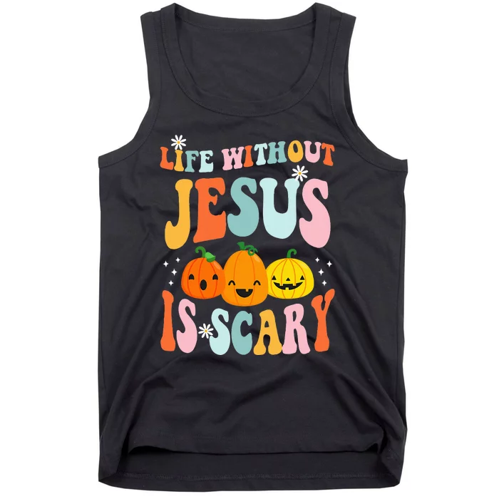 groovy Life is Scary Without Jesus Halloween Tank Top