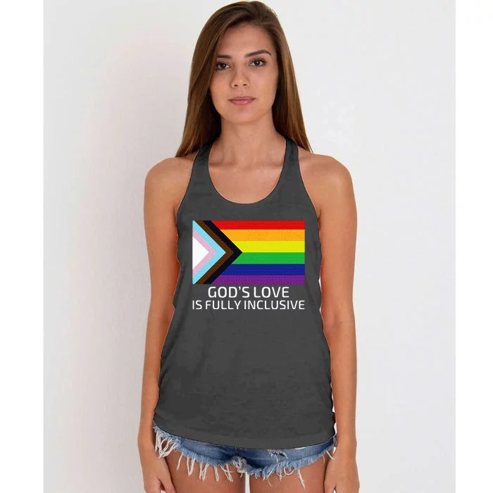 Gods Love Is Fully Inclusive Lgbtqia+ G.A.Y Pride Christian Women's Knotted Racerback Tank