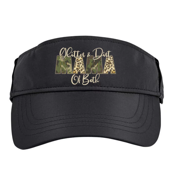 Glitter And Dirt Mama Of Both Mother's Day Adult Drive Performance Visor