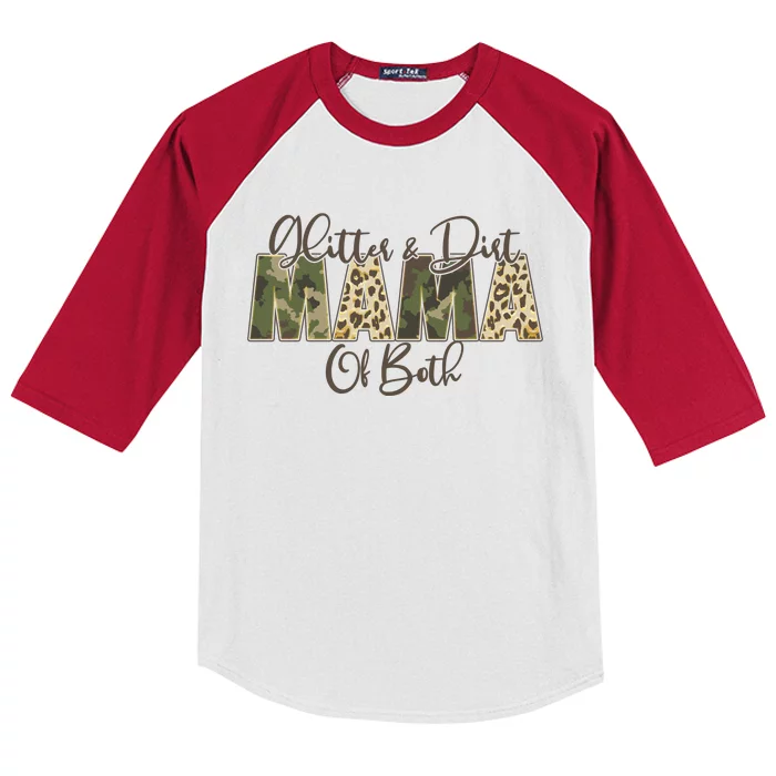 Glitter And Dirt Mama Of Both Mother's Day Kids Colorblock Raglan Jersey