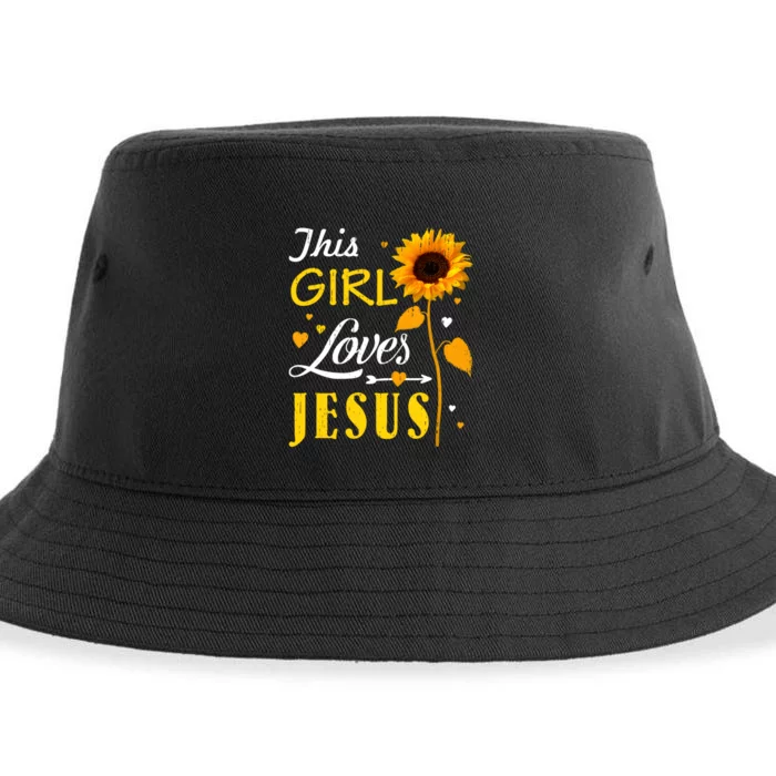 Girl Loves Jesus Cute Christian Women Faith Cute Religious Sustainable Bucket Hat