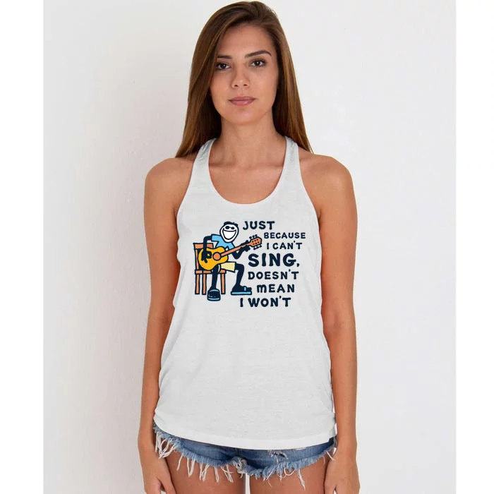 Guitar Lover Just Because I Cant Sing Women's Knotted Racerback Tank