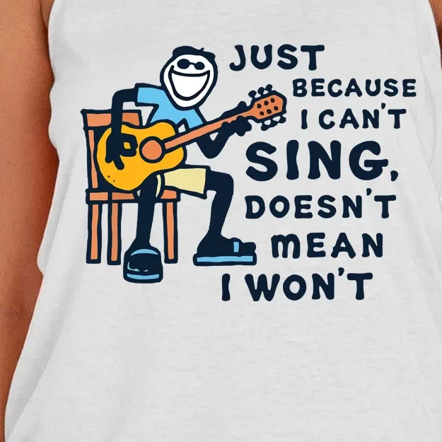 Guitar Lover Just Because I Cant Sing Women's Knotted Racerback Tank