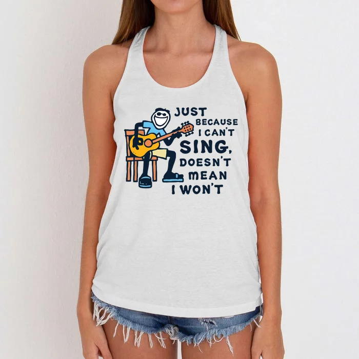 Guitar Lover Just Because I Cant Sing Women's Knotted Racerback Tank