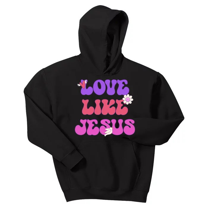 Groovy Love Like Jesus Christian 70s Hippie Kids Hoodie