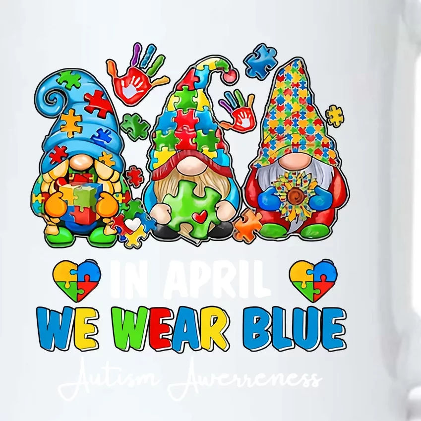 in april we wear bue Gnomes Leopard Love Accept Autism Awareness Autism Support Black Color Changing Mug