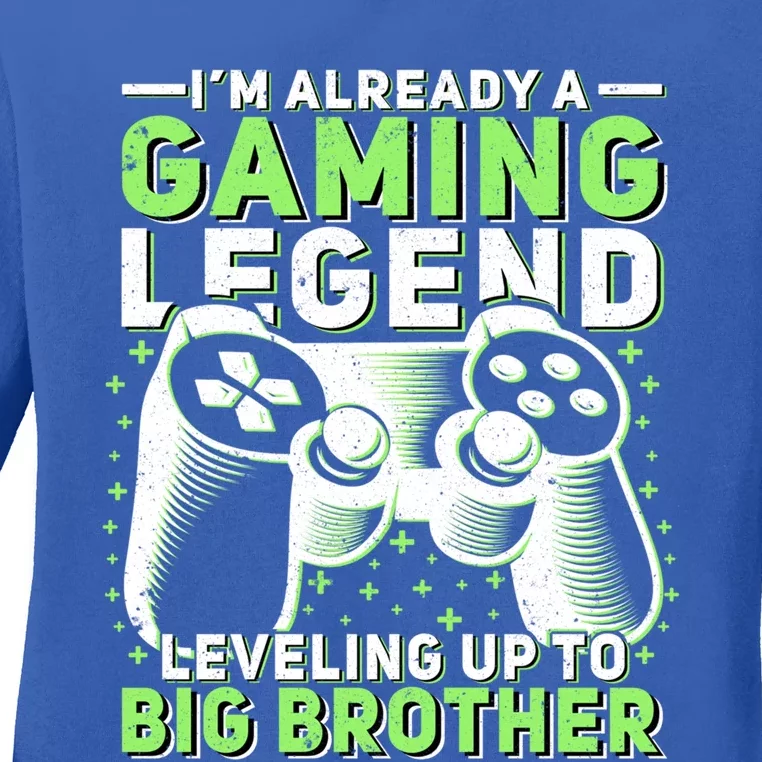 Gaming Legend Leveling Up To Big Brother Gamers Big Bro Gift Ladies Long Sleeve Shirt