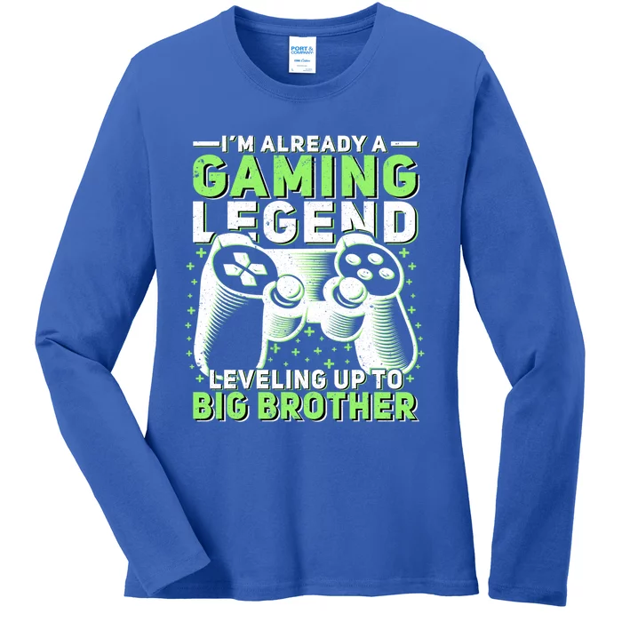 Gaming Legend Leveling Up To Big Brother Gamers Big Bro Gift Ladies Long Sleeve Shirt