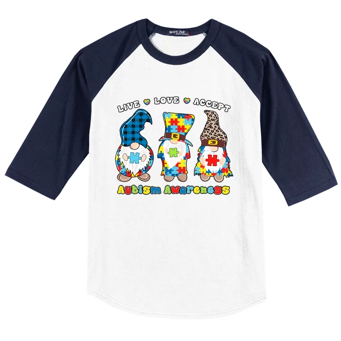 Gnomes Leopard Love Accept Autism Awareness Autism Support Baseball Sleeve Shirt