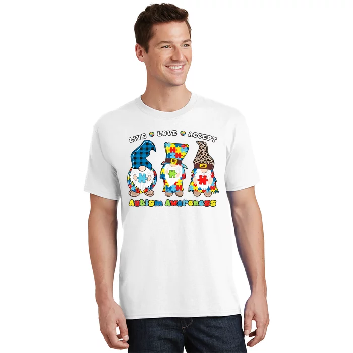 Gnomes Leopard Love Accept Autism Awareness Autism Support T-Shirt