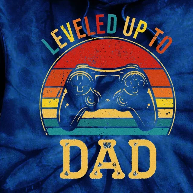 Gaming Lover Level Up To Dad Pregnancy Father's Day Tie Dye Hoodie