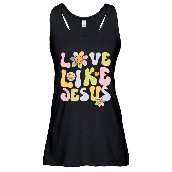 Groovy Love Like Jesus Religious God Christian Ladies Essential Flowy Tank