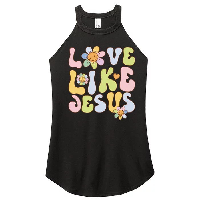 Groovy Love Like Jesus Religious God Christian Women’s Perfect Tri Rocker Tank