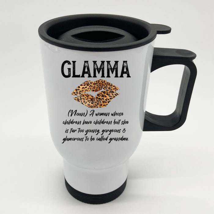 Glamma Leopard Lips Kiss GlamMa Description Mother's Day Front & Back Stainless Steel Travel Mug