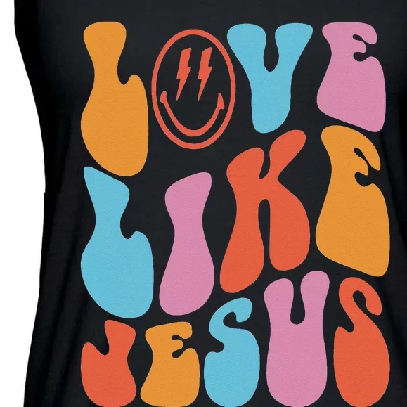 groovy Love Like Jesus Smile Face Aesthetic Trendy Ladies Essential Flowy Tank