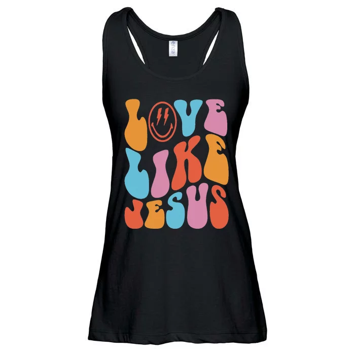 groovy Love Like Jesus Smile Face Aesthetic Trendy Ladies Essential Flowy Tank