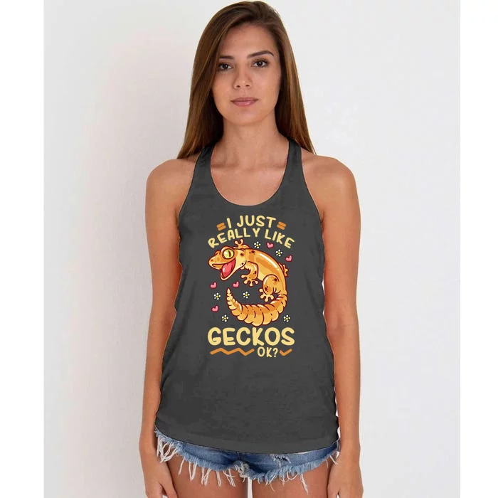 Gecko Lizard Leopard Geckos Terraristic Women's Knotted Racerback Tank