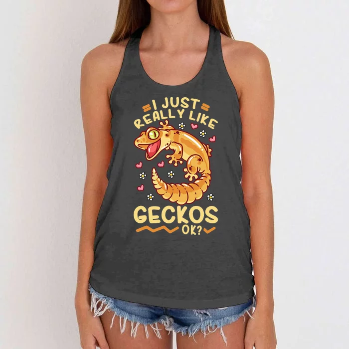 Gecko Lizard Leopard Geckos Terraristic Women's Knotted Racerback Tank