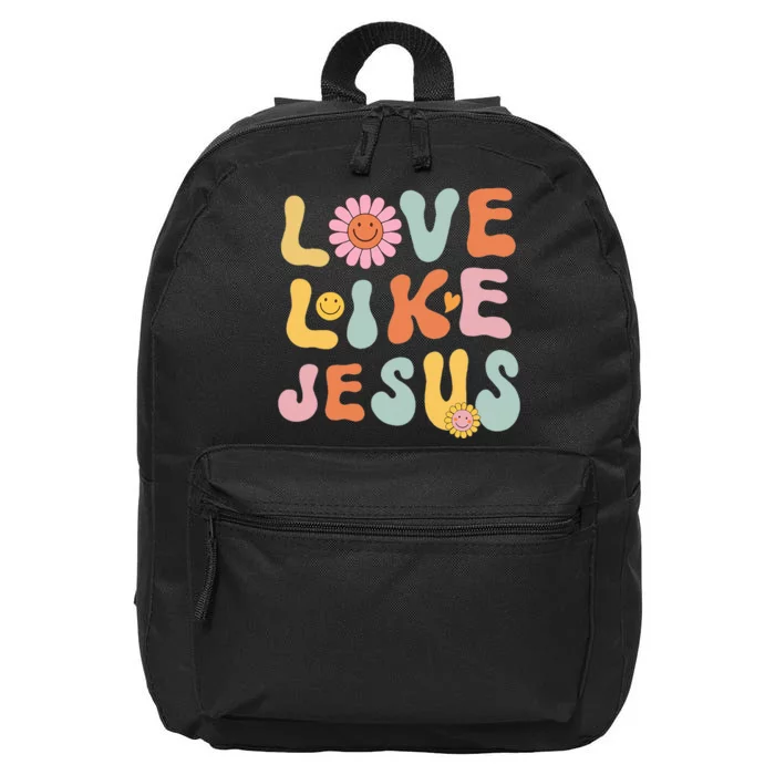 Groovy Love Like Jesus Religious God  Christian 16 in Basic Backpack