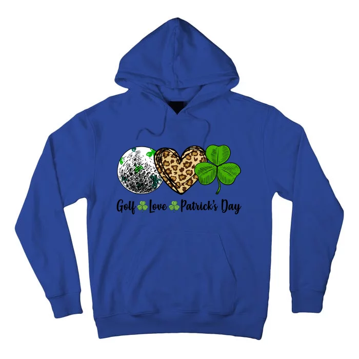 Golf Love Leopard Heart Shamrock St Patrick's Day Funny Gift Tall Hoodie