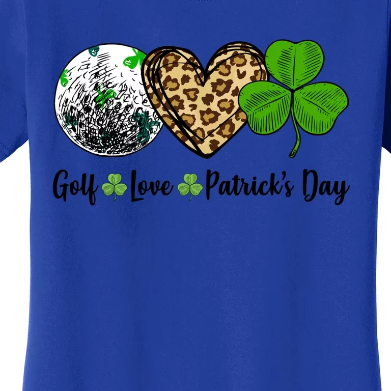 Golf Love Leopard Heart Shamrock St Patrick's Day Funny Gift Women's T-Shirt