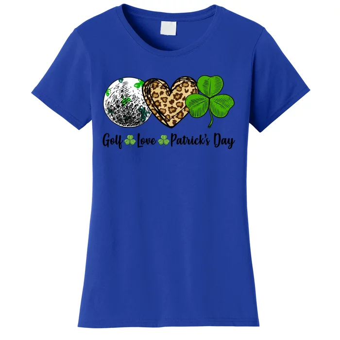 Golf Love Leopard Heart Shamrock St Patrick's Day Funny Gift Women's T-Shirt