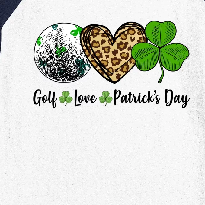 Golf Love Leopard Heart Shamrock St Patrick's Day Funny Gift Baseball Sleeve Shirt