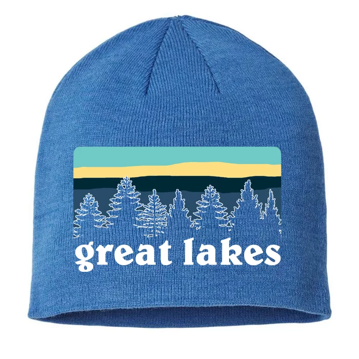 Great Lakes Lake Life Sunset Pine Tree Forest Gift 8 1/2in Sustainable Knit Beanie