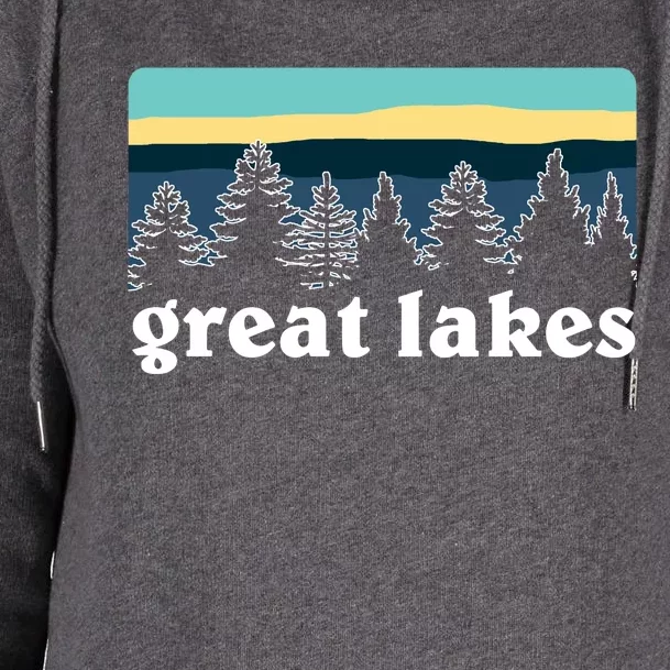 Great Lakes Lake Life Sunset Pine Tree Forest Gift Womens Funnel Neck Pullover Hood