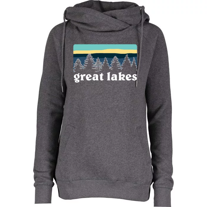 Great Lakes Lake Life Sunset Pine Tree Forest Gift Womens Funnel Neck Pullover Hood