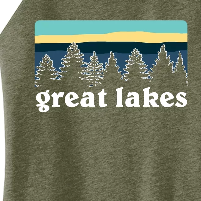 Great Lakes Lake Life Sunset Pine Tree Forest Gift Women’s Perfect Tri Rocker Tank