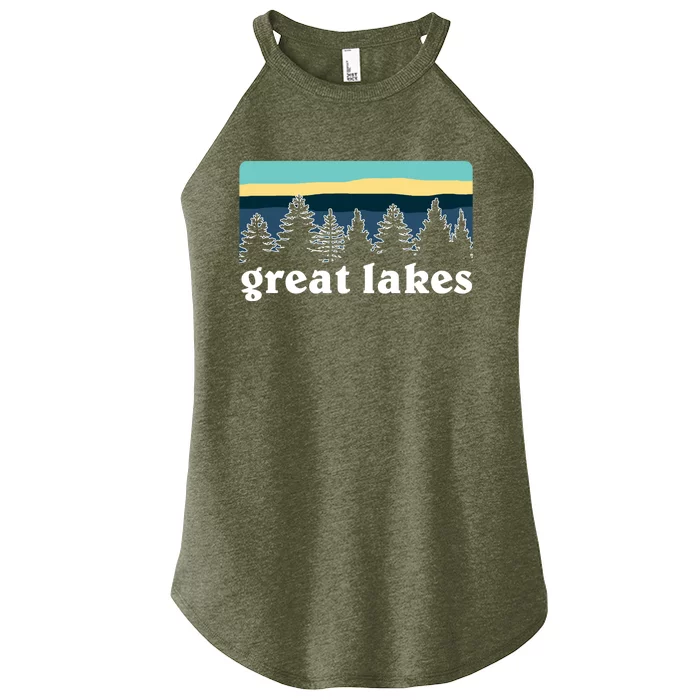 Great Lakes Lake Life Sunset Pine Tree Forest Gift Women’s Perfect Tri Rocker Tank