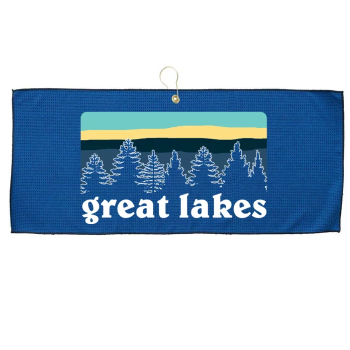 Great Lakes Lake Life Sunset Pine Tree Forest Gift Large Microfiber Waffle Golf Towel