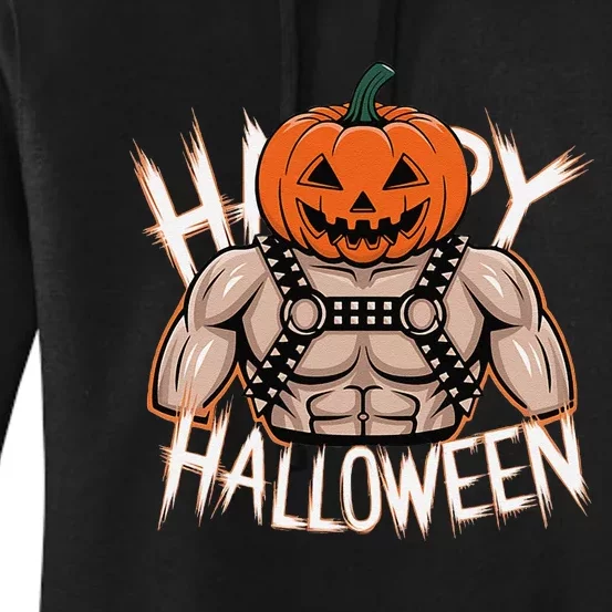 Gay Leather Muscle Jock Leather Harness Halloween Women's Pullover Hoodie