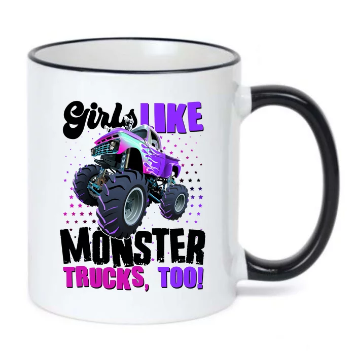 Girls Like Monster Trucks Too! Black Color Changing Mug