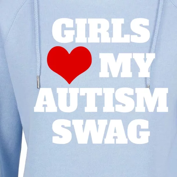 Girlss Love My Autism Swag Funny Womens Funnel Neck Pullover Hood