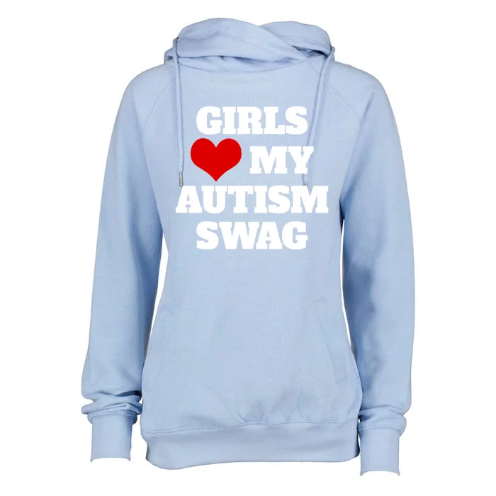 Girlss Love My Autism Swag Funny Womens Funnel Neck Pullover Hood