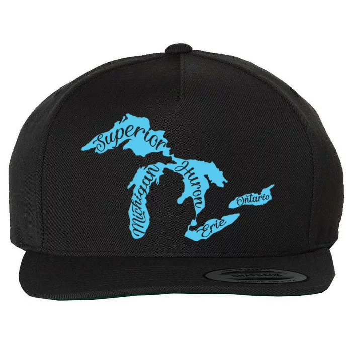 Great Lakes Michigan Detroit Michigan Great Lakes Wool Snapback Cap