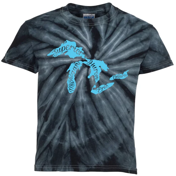 Great Lakes Michigan Detroit Michigan Great Lakes Kids Tie-Dye T-Shirt