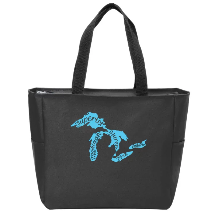 Great Lakes Michigan Detroit Michigan Great Lakes Zip Tote Bag