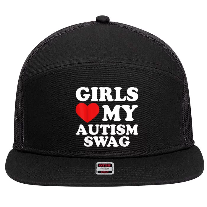 Girl Love My Autism Swag Funny Girl Heart Autism Awareness 7 Panel Mesh Trucker Snapback Hat